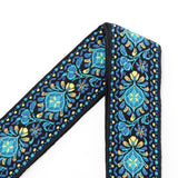 CLOUDMUSIC Guitar Strap Jacquard Weave Strap Apollo Sunny In Black pattern With Leather Ends Vintage Classical Pattern Design With Guitar Picks
