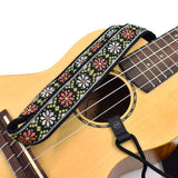 CLOUDMUSIC Colorful Hawaiian Jacquard Woven J Hook Clip On Ukulele Strap Ukulele Belt For Soprano Concert Tenor Ukulele (Sunflowers)