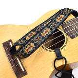 CLOUDMUSIC Colorful Hawaiian Jacquard Woven J Hook Clip On Ukulele Strap Ukulele Belt For Soprano Concert Tenor Ukulele (Pink Flowers)