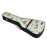 CLOUDMUSIC Ukulele Case Hawaiian Flowers Flamingo Pink Animals Bag Backpack For Soprano Concert (Soprano, Flamingo In Green)