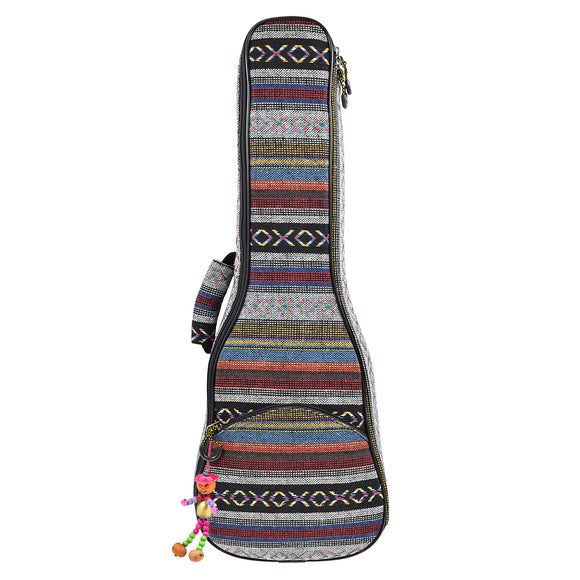 CLOUDMUSIC Hawaiian Ukulele Case Blue Rainbow Backpack 10mm Padded Bag For Concert