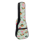 CLOUDMUSIC Ukulele Case Hawaiian Flowers Flamingo Pink Animals Bag Backpack For Soprano Concert (Soprano, Flamingo In Green)