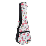 CLOUDMUSIC Ukulele Case Hawaiian Flowers Flamingo Pink Animals Bag Backpack For Soprano Concert (Soprano, Flamingo In White)