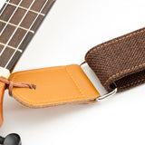 CLOUDMUSIC Ukulele Strap Soft Comfortable Cotton Flax With Leather Heads (Khaki)