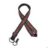 CLOUDMUSIC Colorful Hawaiian Jacquard Woven J Hook Clip On Ukulele Strap Ukulele Belt For Soprano Concert Tenor Ukulele (Red Roses)