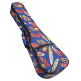 CLOUDMUSIC Ukulele Case For Soprano With Backpack Strap Colorful Feather In Dark Blue