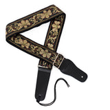CLOUDMUSIC Guitar Strap Jacquard Weave Strap With Leather Ends Vintage Classical Pattern Design Picks Free (Vintage Classical Pattern Design 32)